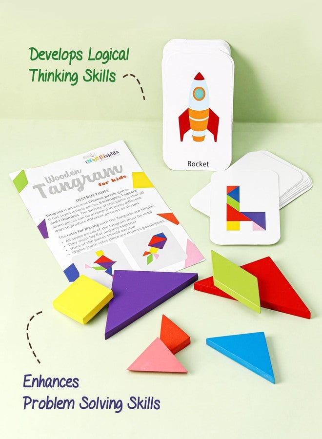 FIRSTCRY INTELLISKILLS لعبة أحجية تانغرام خشبية مميزة من إنتليس سكيلز لتنمية مهارات التفكير لدى الأطفال، لعبة تعليمية وترفيهية مناسبة للسفر للأطفال من عمر 3 سنوات فما فوق، ألعاب لتنمية الذكاء، معتمدة من هيئة المواصفات والمقاييس الهندية، هدية مثالية لأعياد الميلاد - Image 5